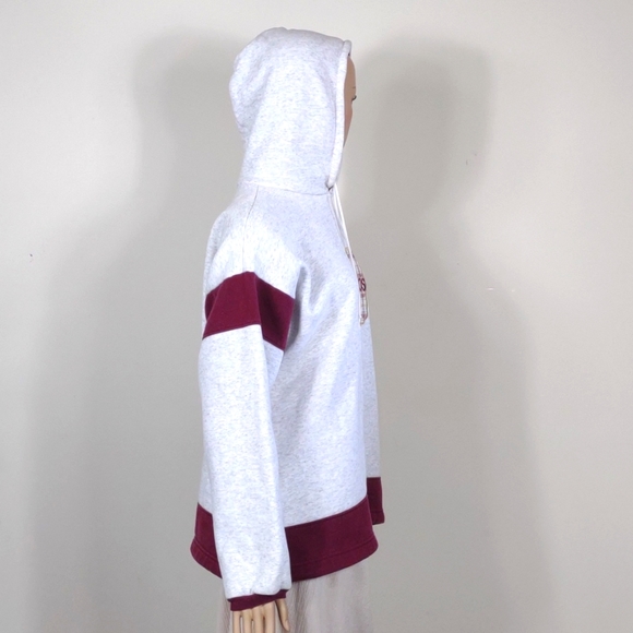 Art Unlimited Oshkosh size Large heathered white and burgundy hooded sweatshirt - Picture 5 of 10